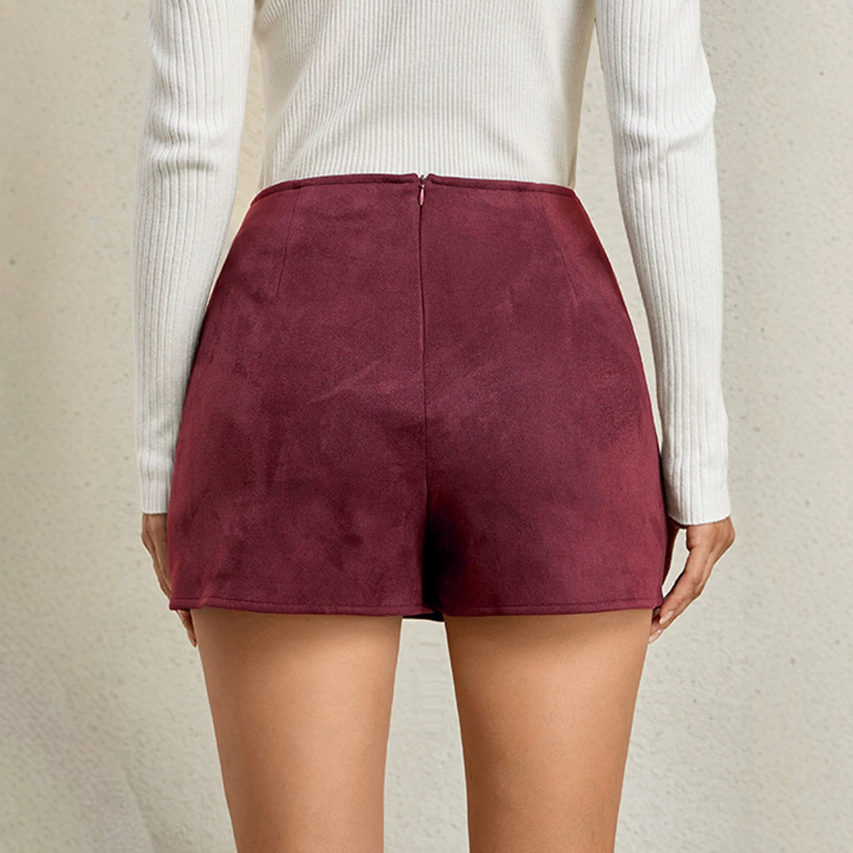 Autumn Winter Women Clothing Heap Pleated Suede Pantskirt High Waist Zipper Casual Short Pantskirt Women BRINGITON