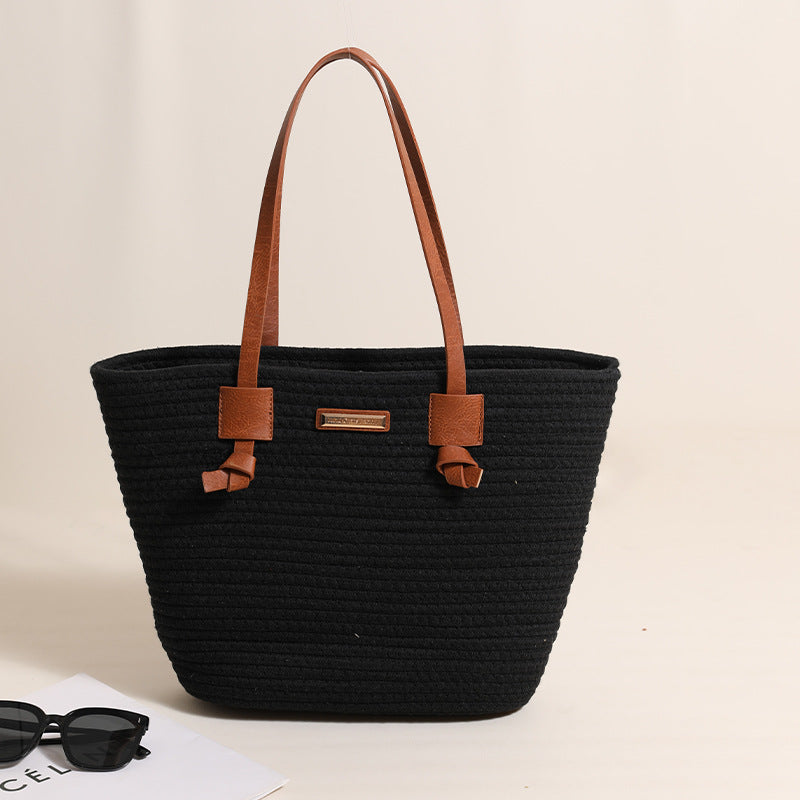 Leather Knot Cotton Thread Black