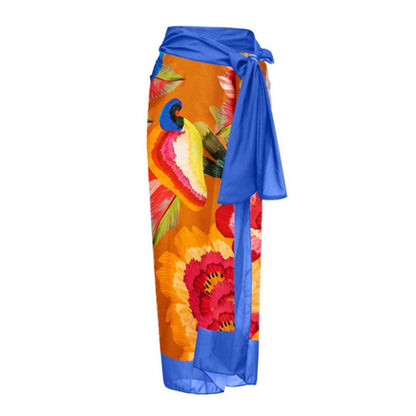 Orange Printed Gauze Skirt