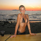 Three Point Leopard Print Lace Lace up Sexy Halter Bikini Skirt Three Piece Set Thunder