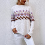 Women Clothing Autumn Winter Pullover Half Turtleneck Jacquard Long Sleeved Sweater Casual Loose Sweater