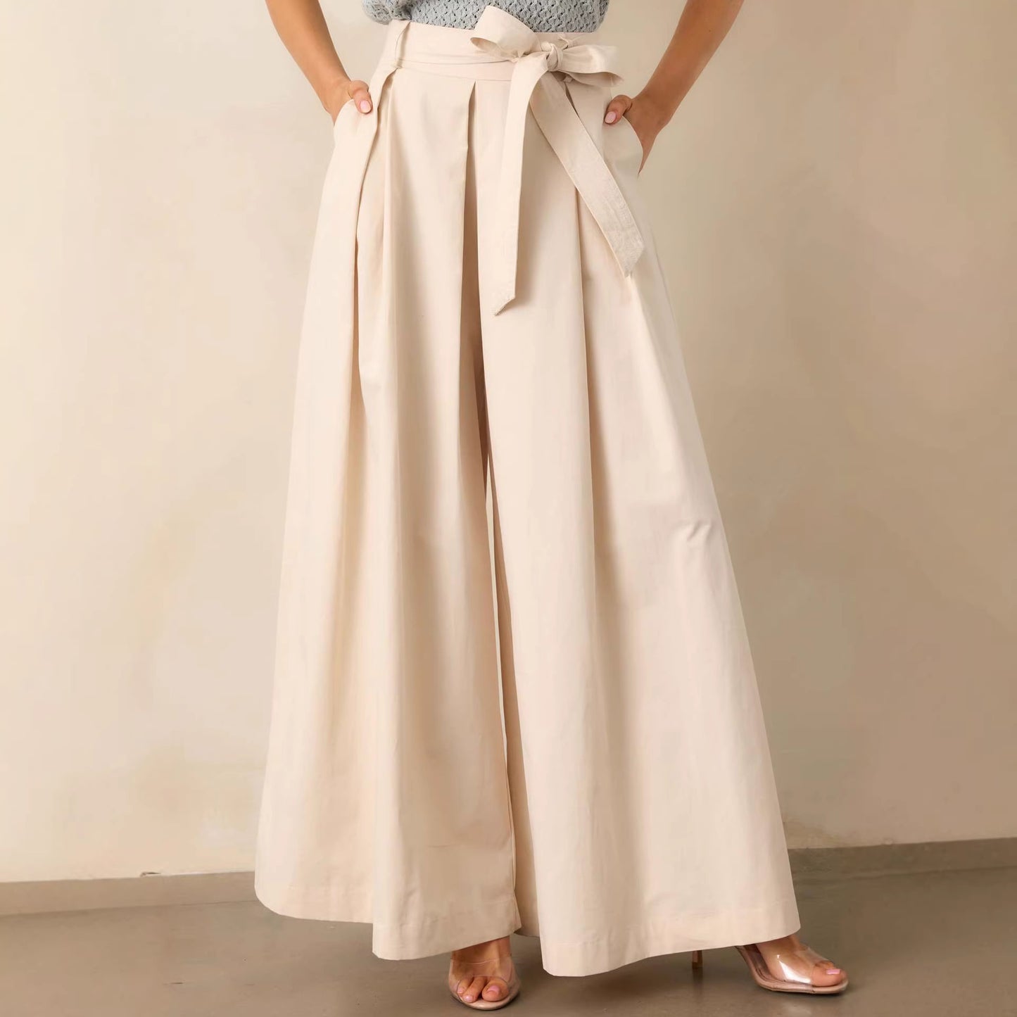 Women Spring Autumn Apricot Straight Leg Pants EverBillion