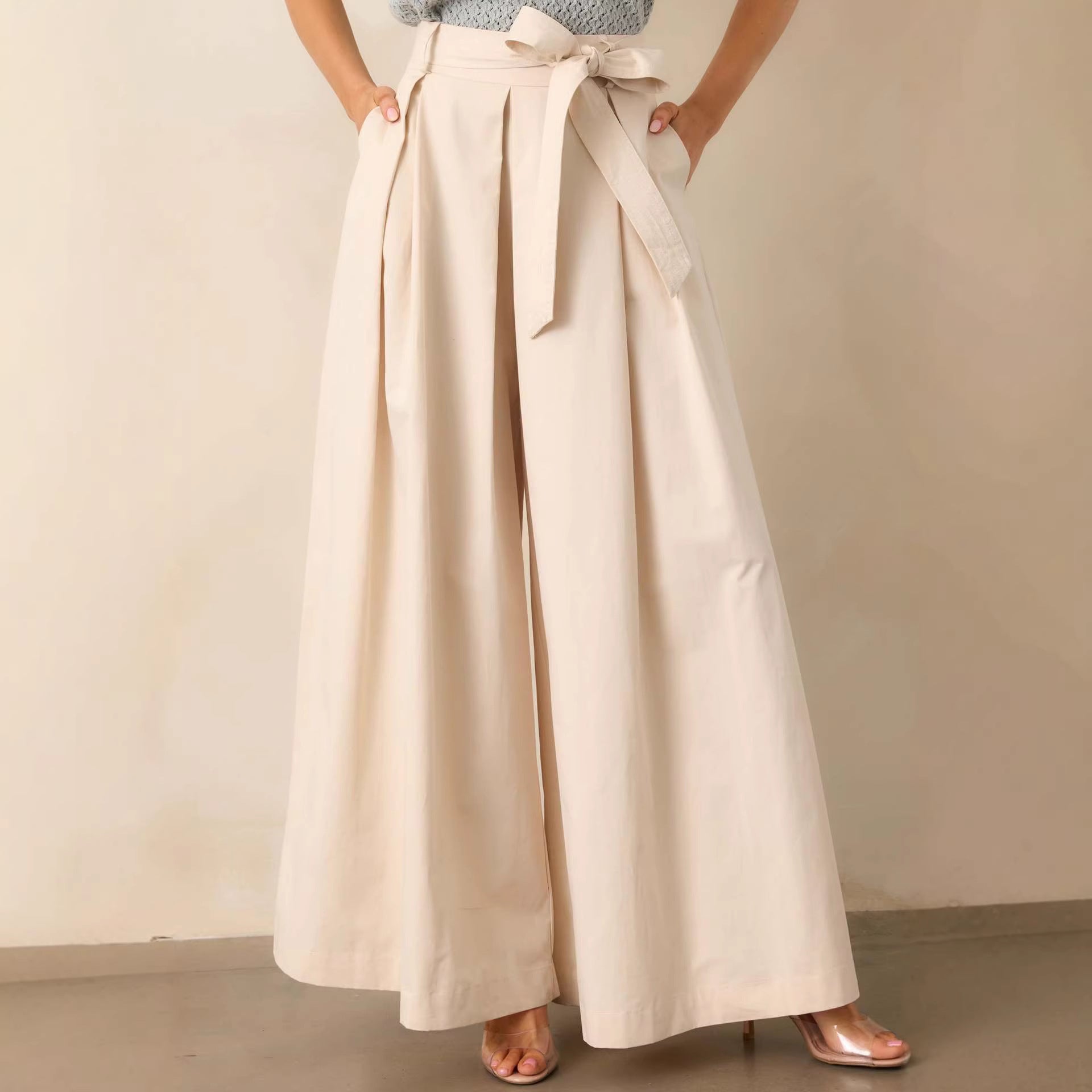Women Spring Autumn Apricot Straight Leg Pants EverBillion