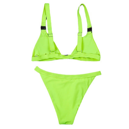 Nuevo traje de baño de moda sexy con cordones a presión para mujer, bikini dividido de color sólido