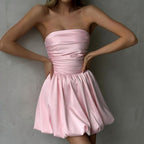 Summer Sexy off-Shoulder Tube Top A Swing Mini Dress Women WHATOWEAR