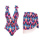 Traje de baño sexy de primavera para mujer, traje de baño con estampado conservador, conjunto de falda cruzada