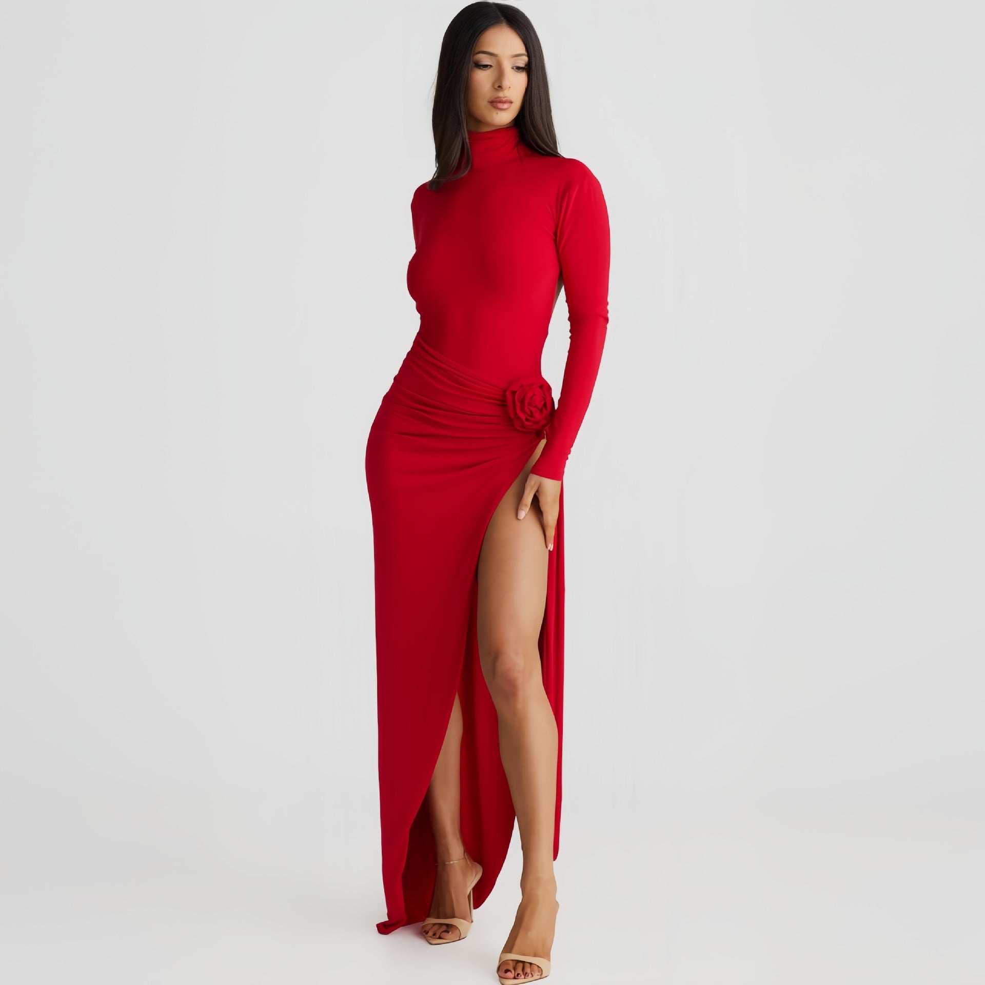 Combinaison sexy à manches longues et col haut pour femme, tenue d'automne