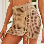 Skirt Women Knitted Sexy Cutout Drawstring Beach Bikini Beach Skirt Women Mangar