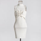 Sexy Sleeveless Elegant Design Hollow Out Cutout Twist Slim Fit Slimming Knitted Dress Women OFMY