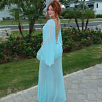 Summer Sexy See through Backless Solid Color Ribbon Dress Cecil