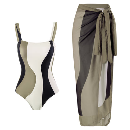 Traje de baño triangular de una pieza Traje de baño sexy Cinturón sexy Falda cruzada