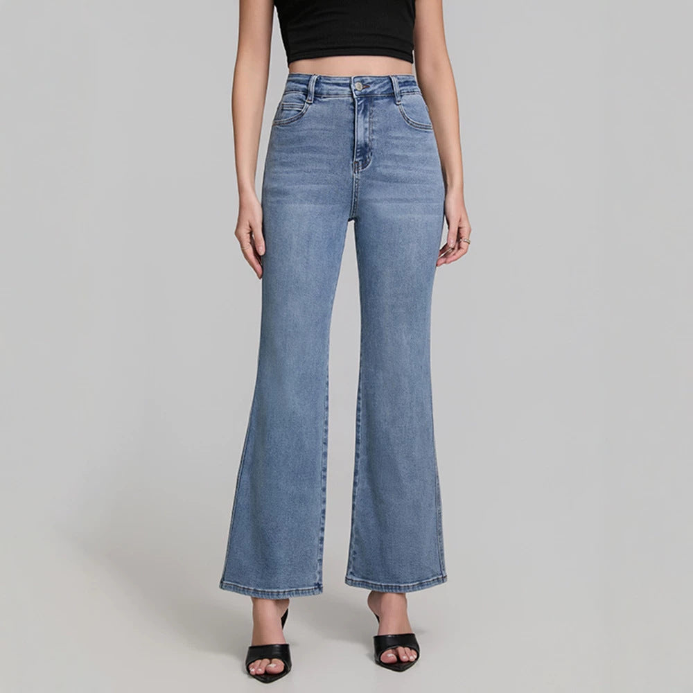 Fashionable All Match High Elastic Blue Jeans for Women Summer Slimming High Rise Women Casual Pants JinRen