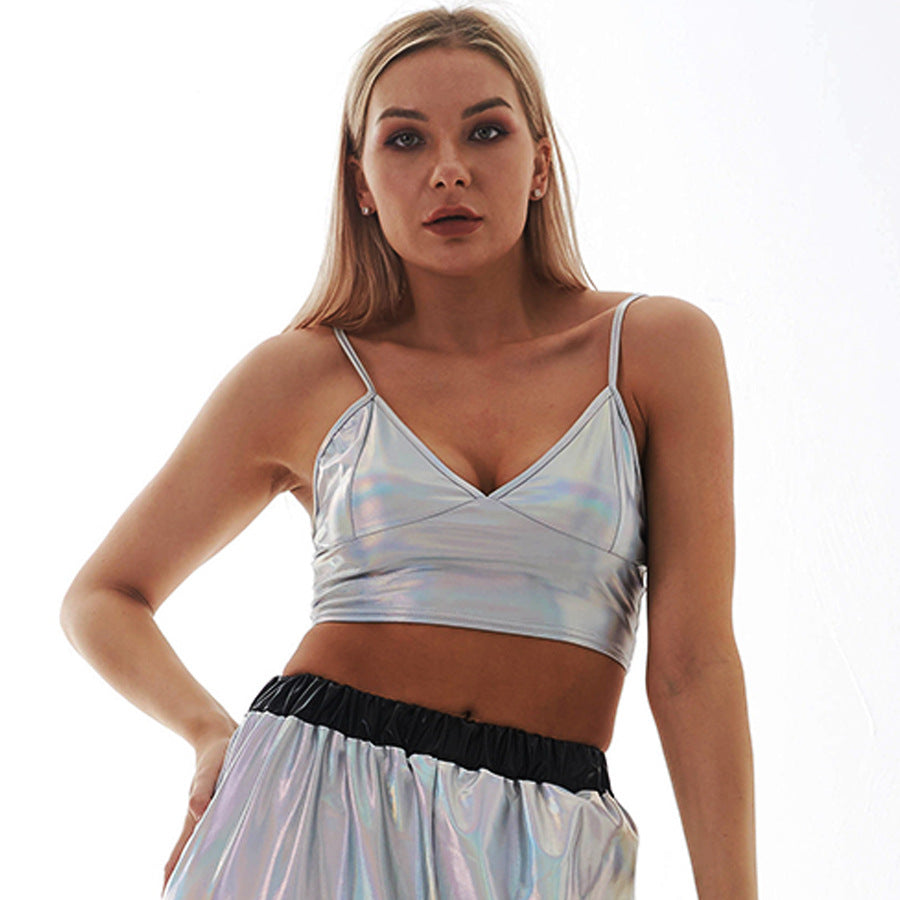 Especial para actividades hasta sujetador de tirantes de color liso con top de tubo, chaleco pequeño para mujer
