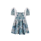 Floral Dress Women Summer French Cinched Short Dress Niche Design Sweet Puff Sleeve Dress KMERL
