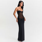 Women Clothing Detachable Shoulder Strap Twist Mesh Slim Fit Dress COORAL