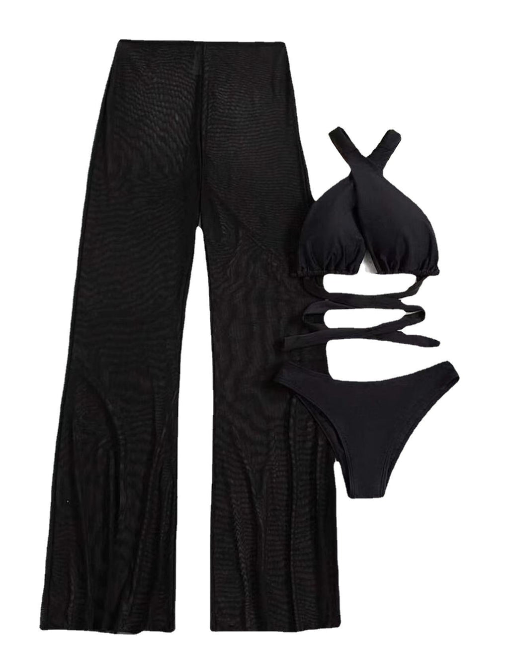 Sexy Backless Transparent Three Piece Set CHUJIAN
