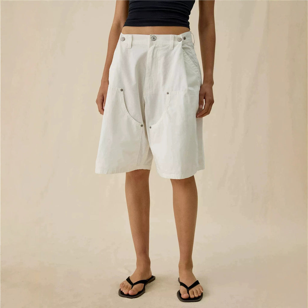Summer Vintage Crumpled Button Pleated Casual Women Shorts Shocen