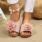 Floral Cloth Wedge Slippers Women Outdoor Seaside Platform Beach Slippers ZUIMEI