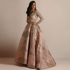 Robe de soirée sexy rose à manches larges dorées pour femme