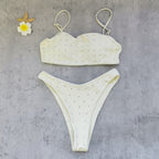 Tube Top with Diamond Solid Color Low Waist Bikini Sexy Split Swimsuit Bikini Thunder