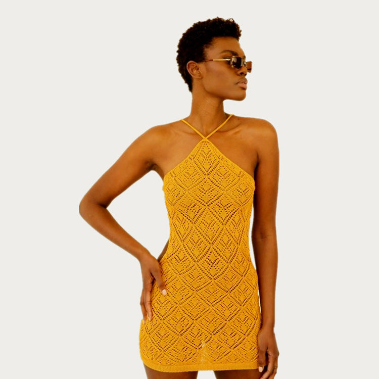 Elegant High-End Strap Backless Short Dress Summer Women Clothing MINODI