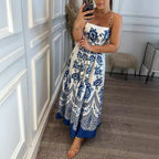 Spring Summer Suspender Ethnic Symmetrical Printed Dress Havill