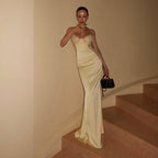 Women Elegant Lace Stitching Satin Strap Dress Sexy Slim Dress Women LAIQA