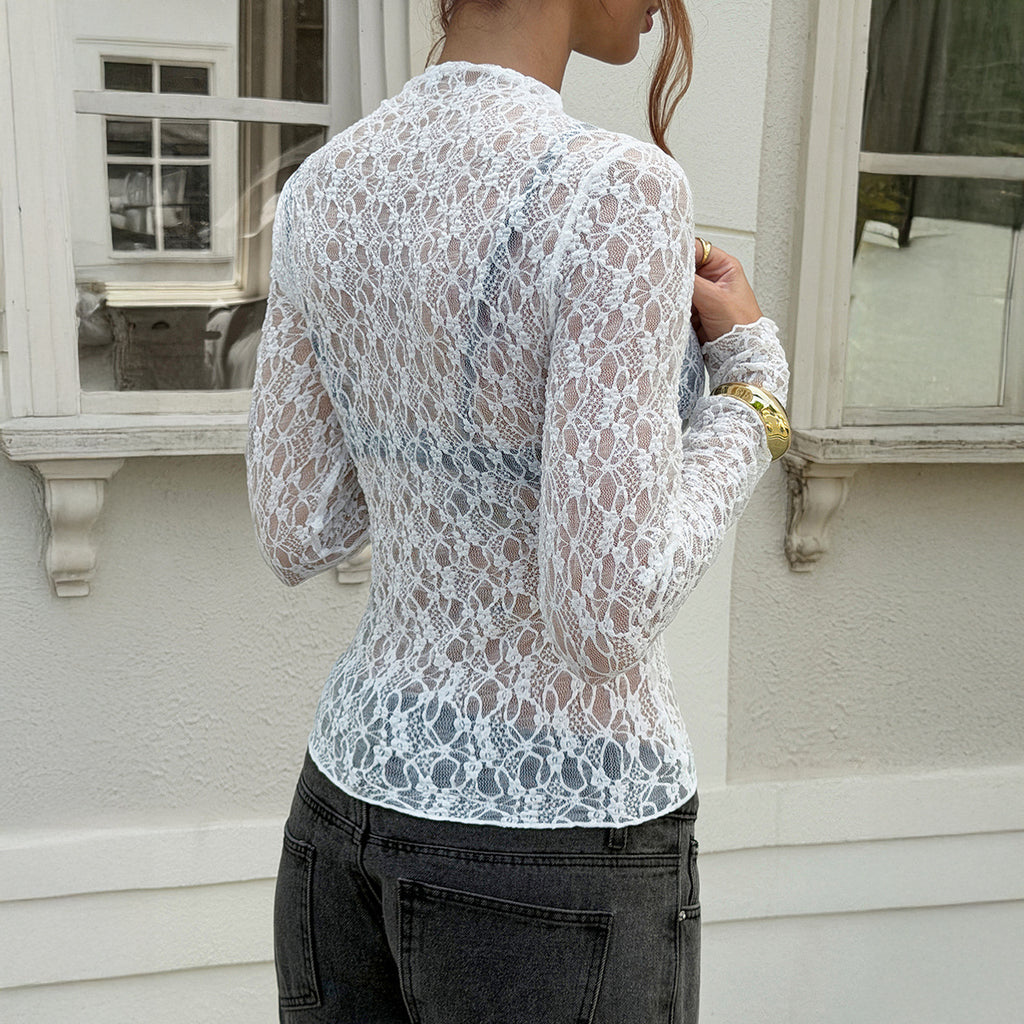 Sexy Lace Smock Top Women Clothing Spring Summer CKK