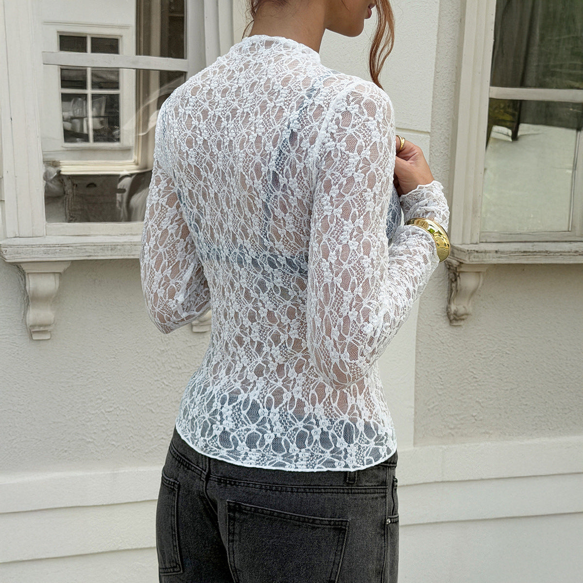 Sexy Lace Smock Top Women Clothing Spring Summer CKK