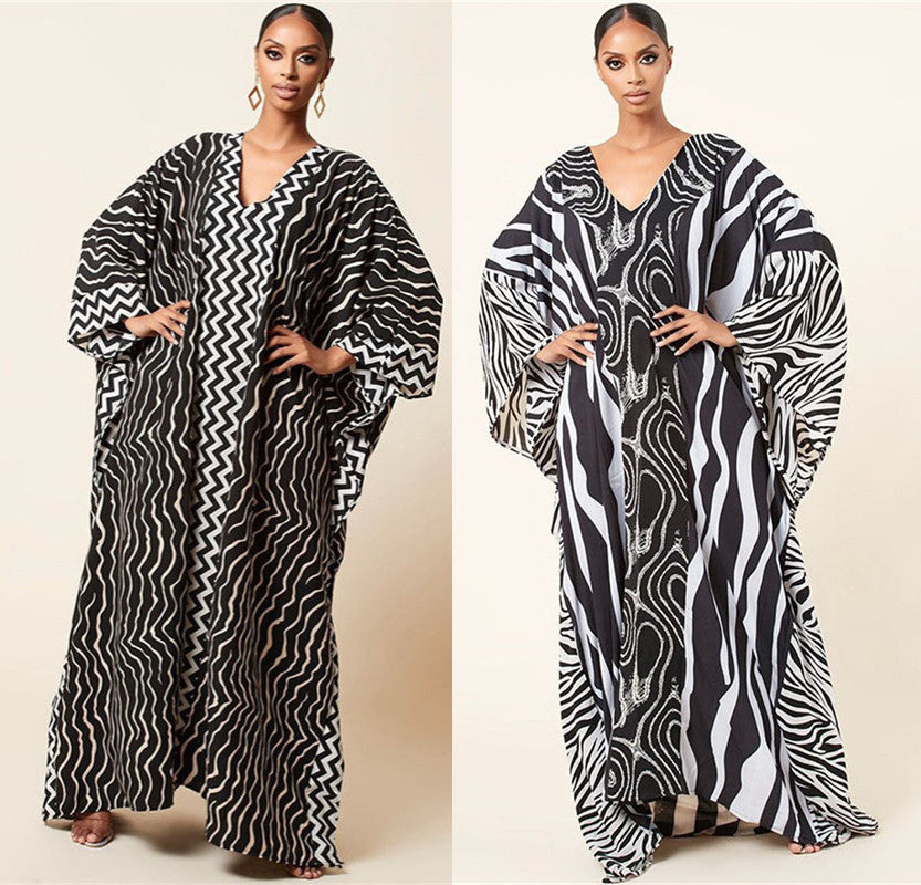 Vestido playero con estampado de cebra, talla extragrande, largo, protección solar, para bikini