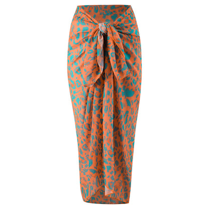 Orange Leopard-Print Skirt