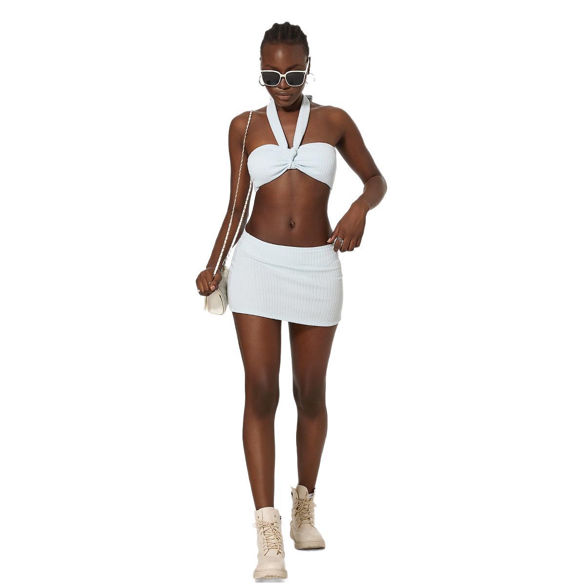 Traje de baño dividido para mujer, primavera, playa, ahuecado, recorte, vacaciones, bikini sexy, traje de baño con cuello halter sexy