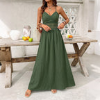 Ethnic Vacation Sling Solid Color Lace Backless Dress HUNDRED