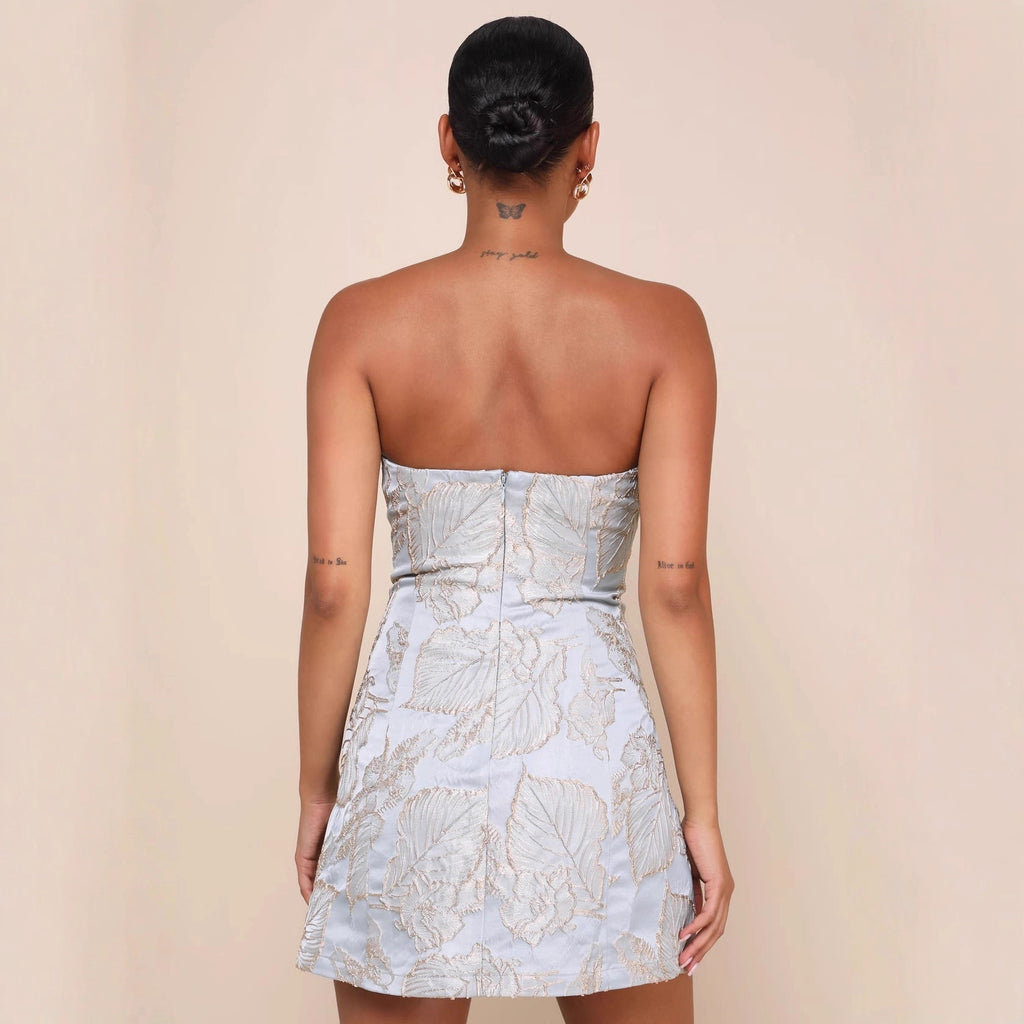 Vestido floral de cintura alta y corto a juego con top de tubo ajustado para mujer