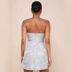 Vestido floral de cintura alta y corto a juego con top de tubo ajustado para mujer