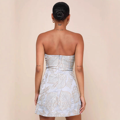 Women Slim Tube Top Pullover All Matching Short High Waist Floral Dress