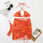 Maillot de bain bikini triangle sexy à bretelles fendues en maille pour femmes