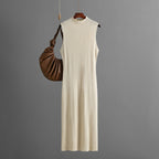 Solid Color Slim Fit Stretch Knitted Sleeveless Vest Summer All Matching Sheath Dress SEVENSUMMER