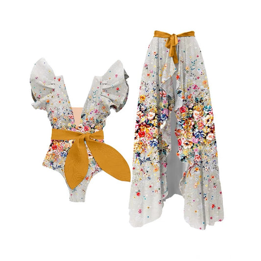 Traje de baño de una pieza con estampado de lazo para mujer, estilo retro francés, para adelgazar el vientre.
