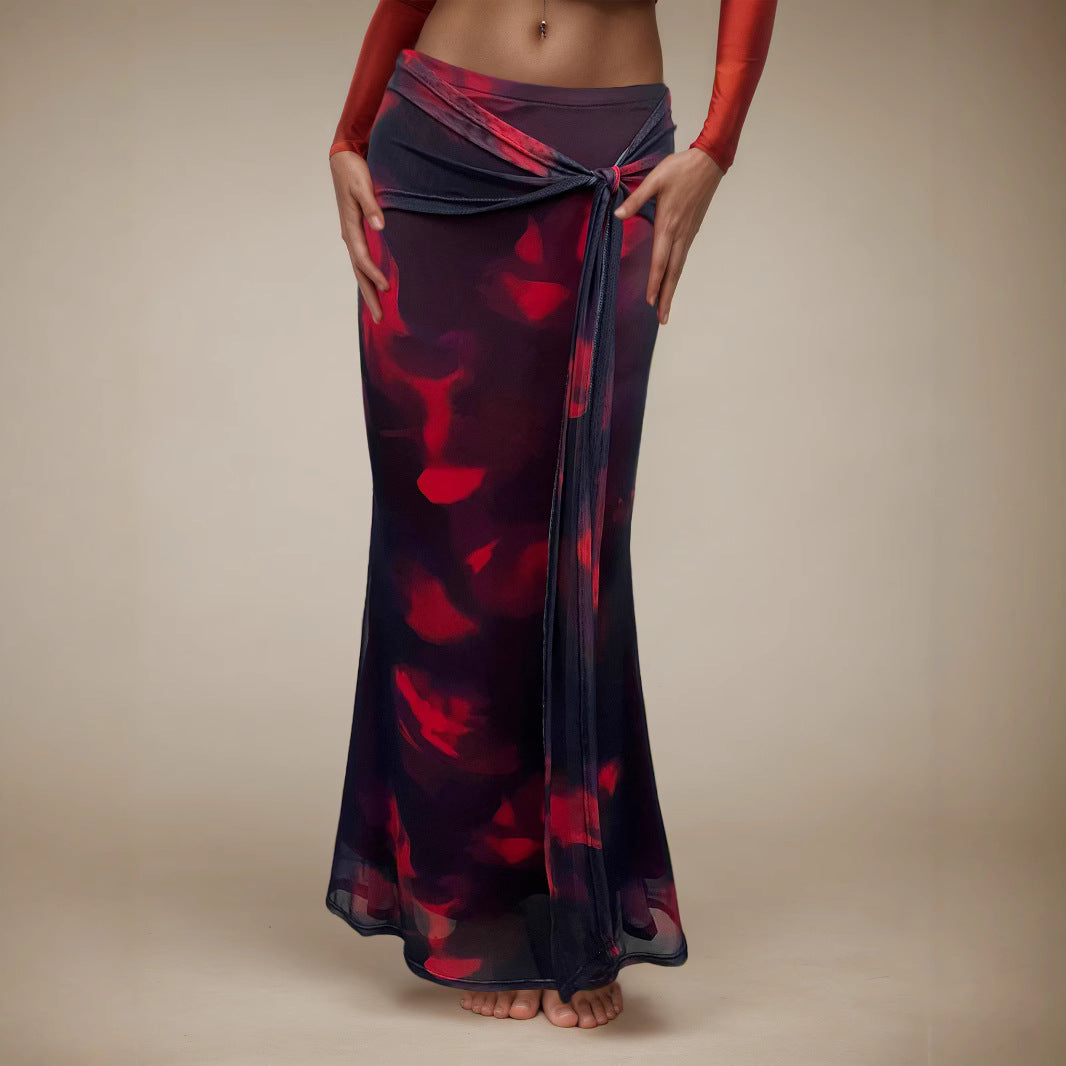 Summer Elegant Skirt Sexy Sexy Retro Printing Slim Fit Maxi Dress George