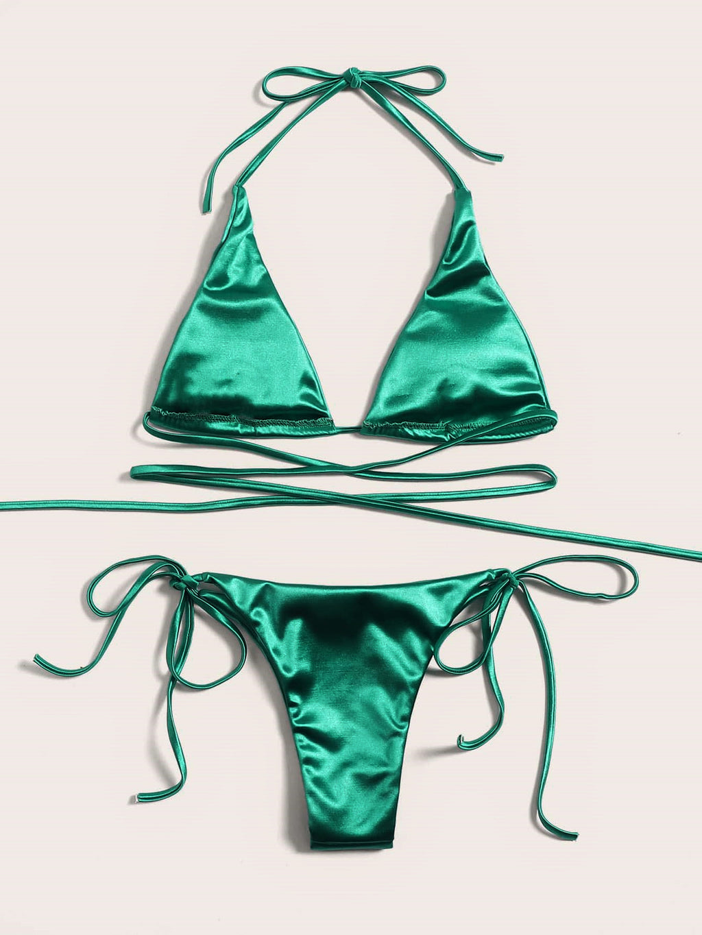 Bikini Doble Bikini Traje de Baño Sexy Traje de Baño Sexy Mujer Traje de Baño Atado Color Sólido