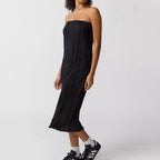 Solid Color Pleated Tube Top Backless Maxi Dress Summer Casual Loose Dress Women Eedele