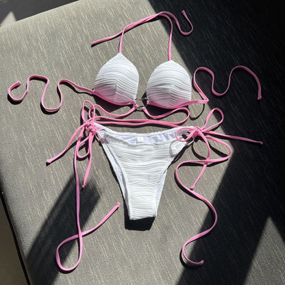 Traje de baño de bikini con copas duras y tirantes con cordón sexy Love