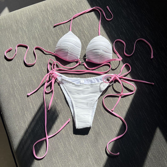 Traje de baño de bikini con copas duras y tirantes con cordón sexy Love