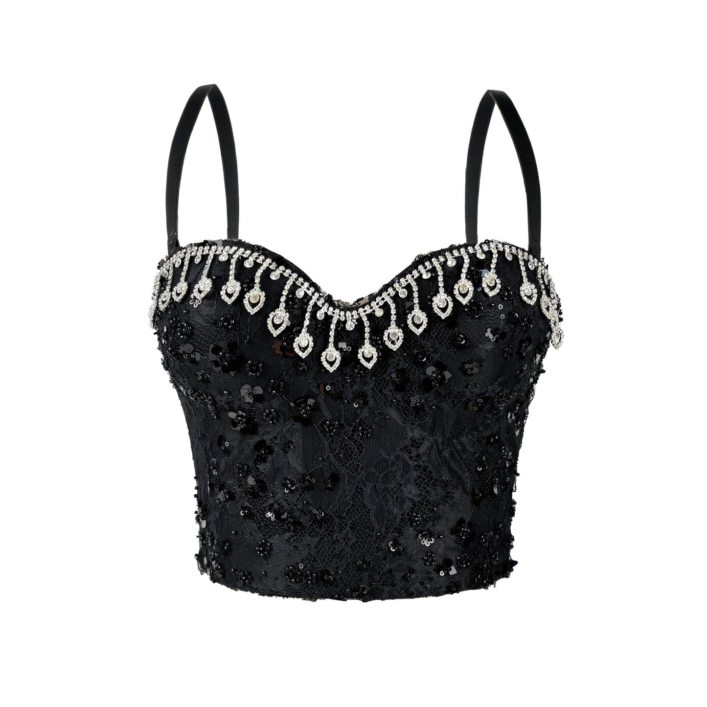 Rhinestone Tassel Boning Corset Corset Party Sequ Camisole Slim Fit Slim Sexy Boning Corset Tube Top