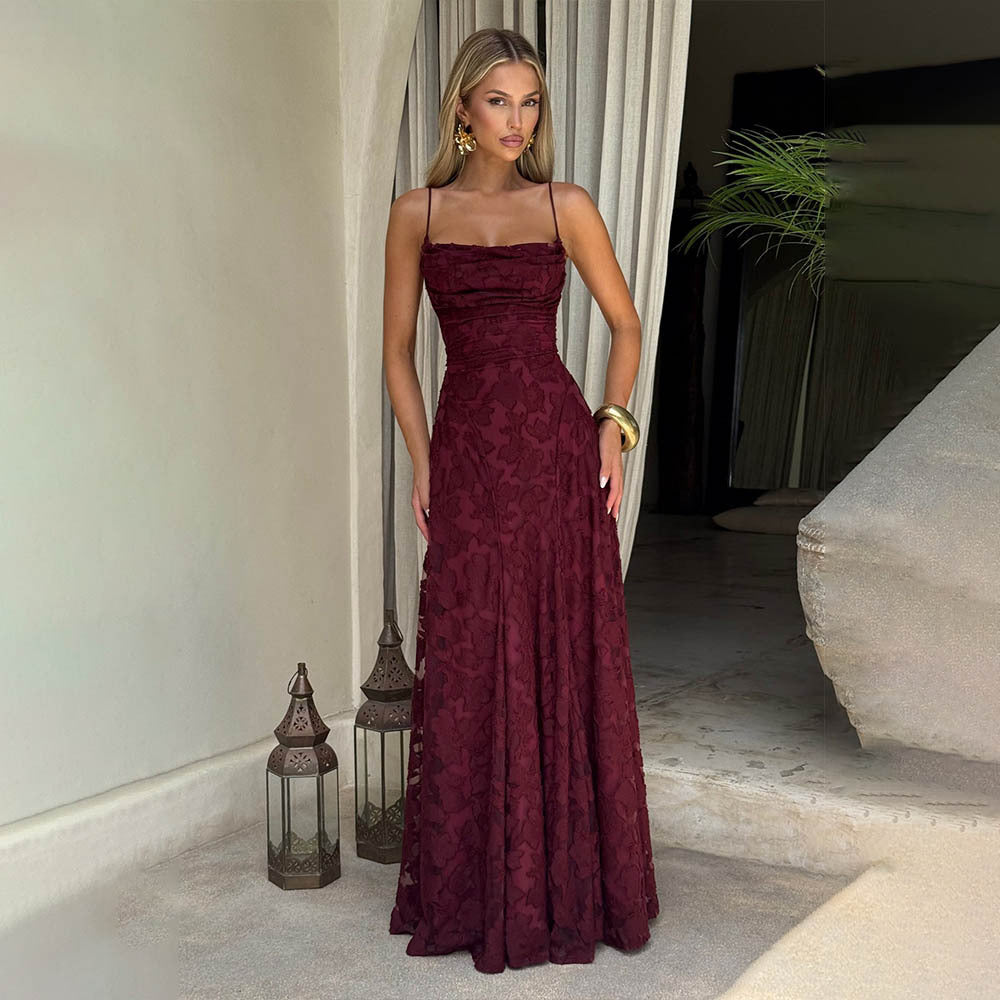 Summer Women Clothing Sexy Strap Chiffon Elegant Backless Evening Dress JULISSA