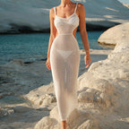 Holiday Dress Side Waist Hollowed Adjustable Strap Sexy Beach Blouse Dress Crochet hook Tidee