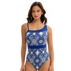 One Piece Swimsuit Triangle Sexy Printed Ladies Swimsuit Bianco