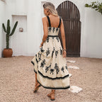 Women Retro Vacation Cami Dress Ethnic Print Dress HUNDRED