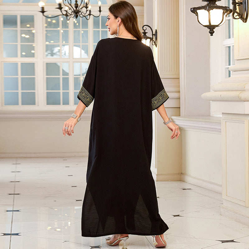 Rayon Embroidery Vacation Beach Maxi Dress Women Sun Protection Loose Maxi Dress Bikini Cover up Blouse EvenStar